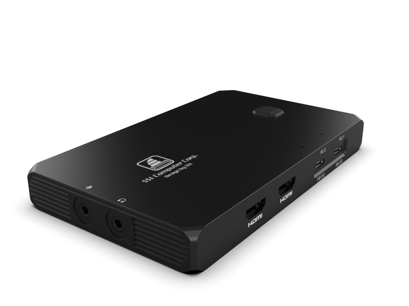 2 to 2 USB-C KVM Dock (SI-9923KVM), 2-Port USB-C KVM, One button to switch the input source for PC1/2, Supports HDMI1.4 4K@30Hz output.